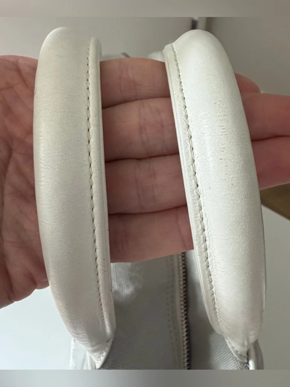 Chanel Sports Line Quilted Logo Bowler Bag Grey Canvas White Leather Trim - Picture 11 of 15